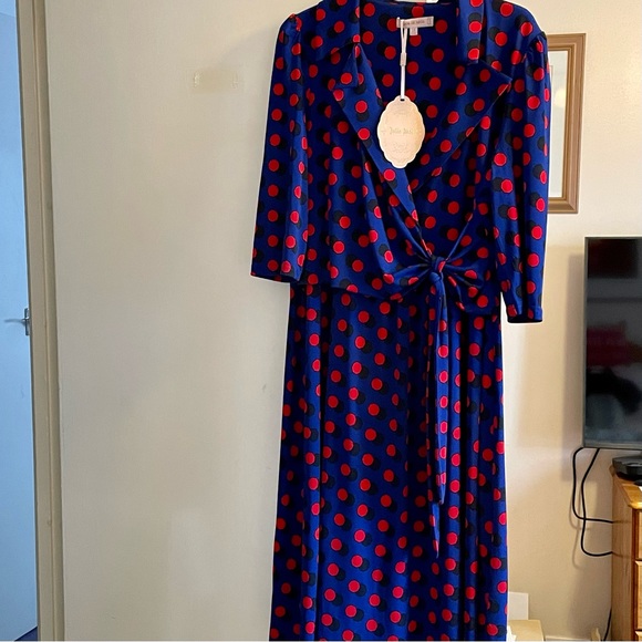 NWT- Jolie Moi Polka Ratette Dress, Blue Size 18 - Picture 3 of 10
